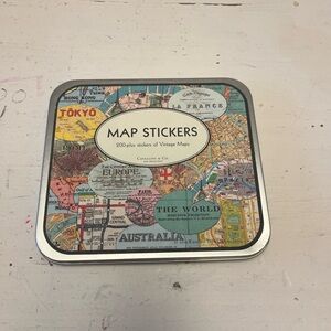 Map Stickers Tin with Vintage Designs